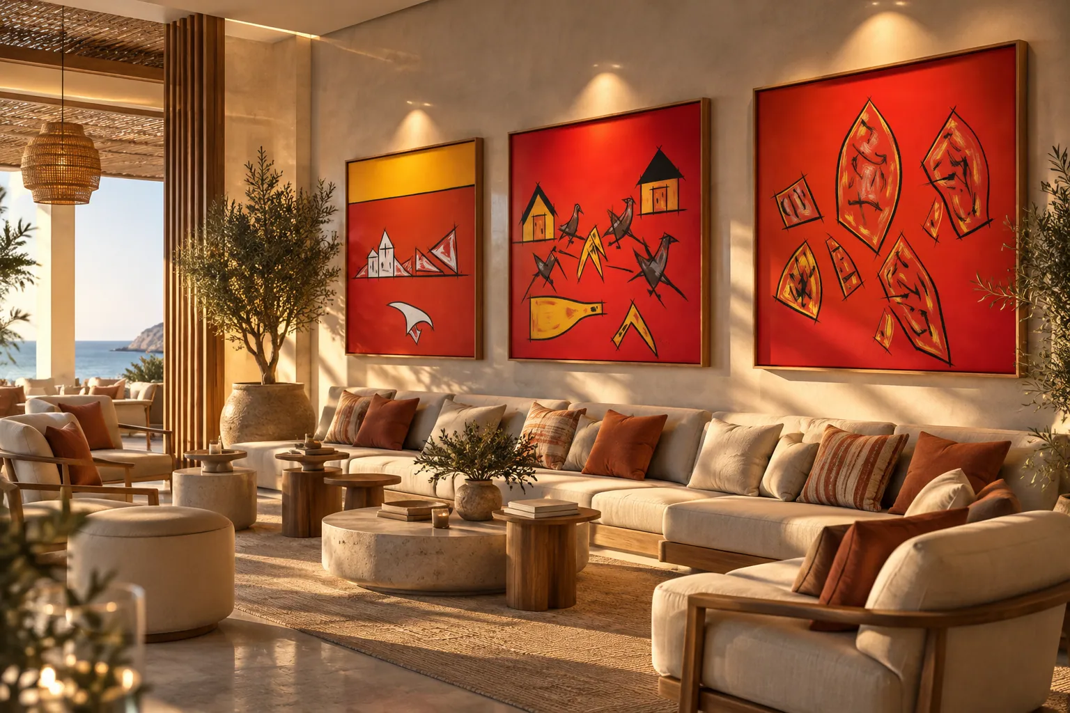 Artwork being positioned and prepared for presentation in an interior