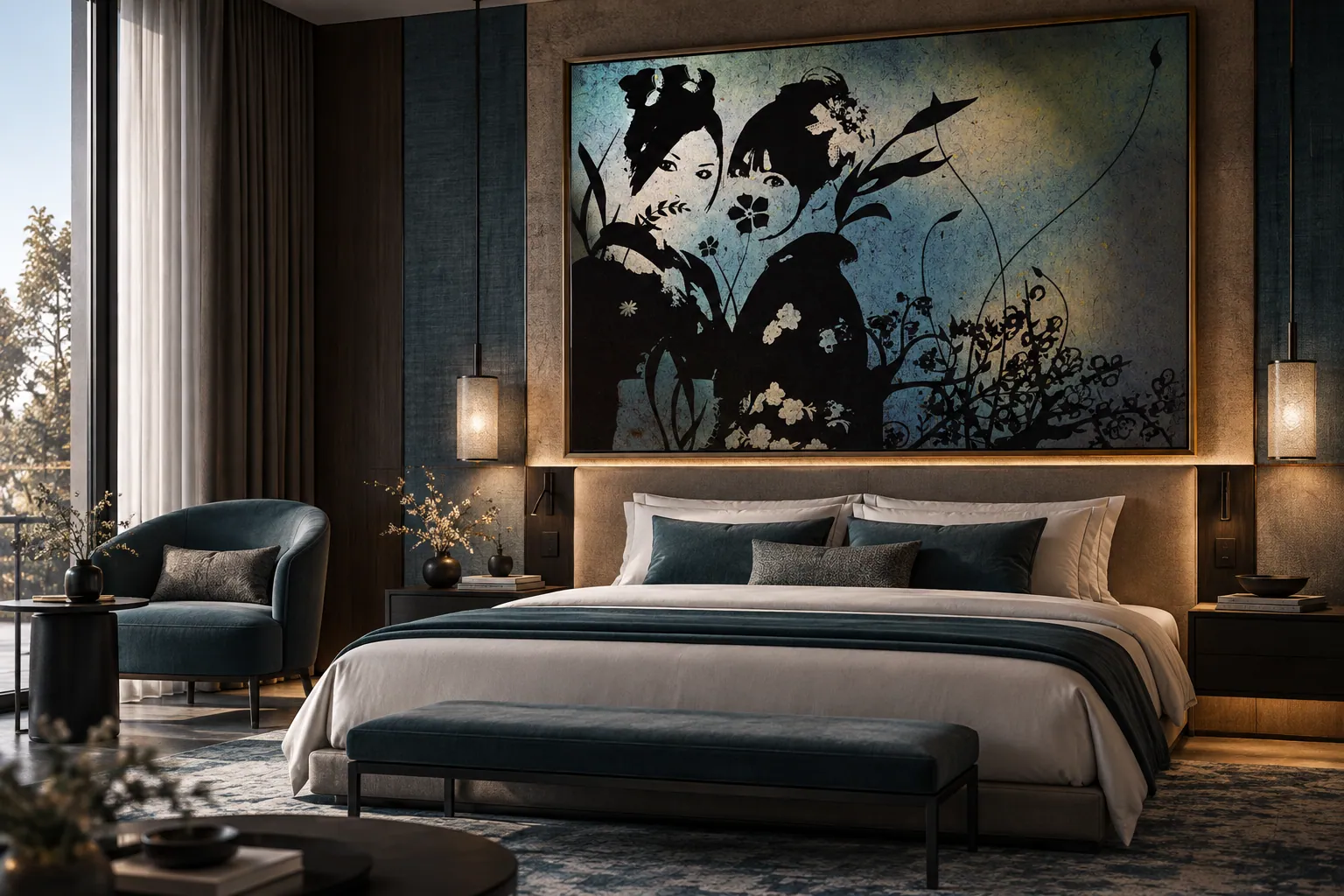 Editorial visualisation of an original painting developed for an interior
