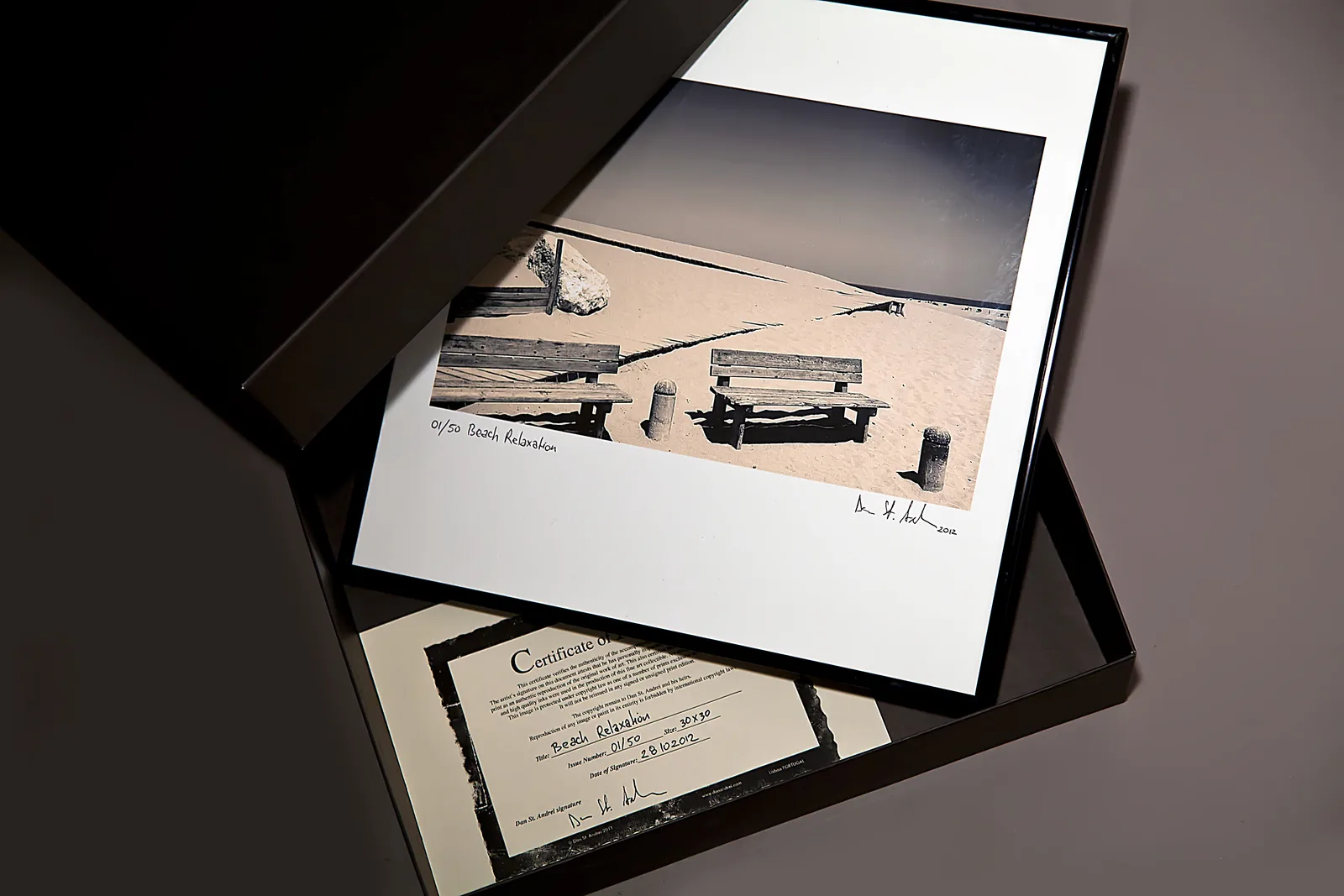 Beach Relaxation, Dan Andrei — limited-edition photographic print, 01/50, signed and presented with its Certificate of Authenticity.