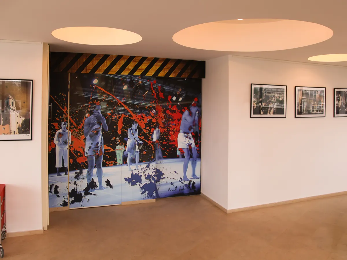 Fine art photographs installed throughout the Penthouse Gallery event space.