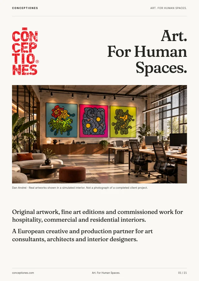 Coperta portofoliului Conceptiones, Art. For Human Spaces.