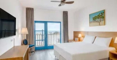 Framed landscape photograph presented in a Gura Portitei hotel guestroom.