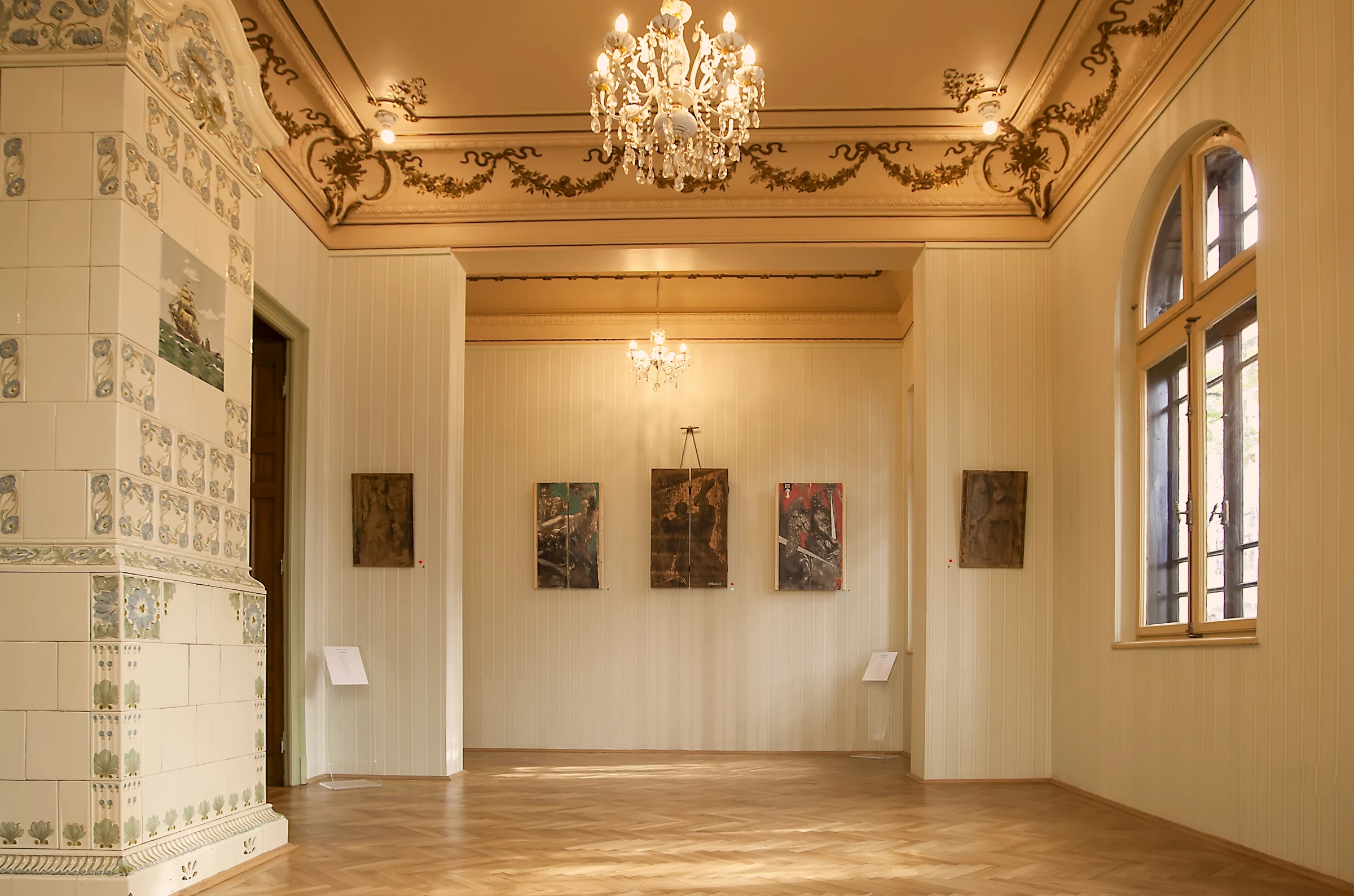 Contemporary artwork placed in dialogue with KULTURAMA's historic office interior.