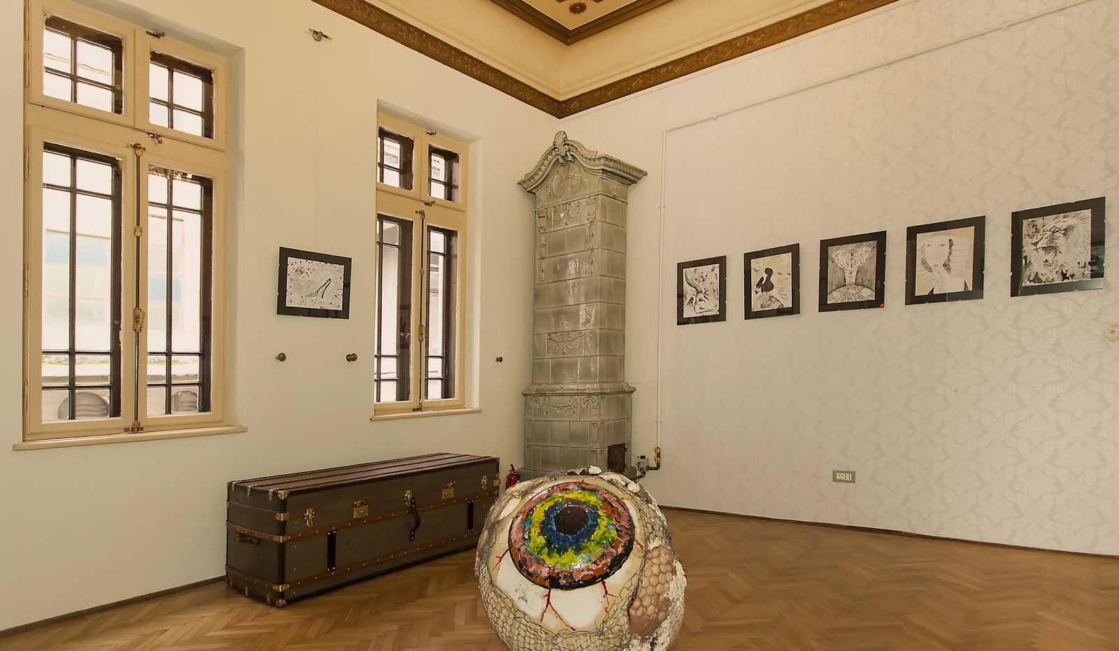 Drawing and sculpture responding to the architecture, light and scale of the room.